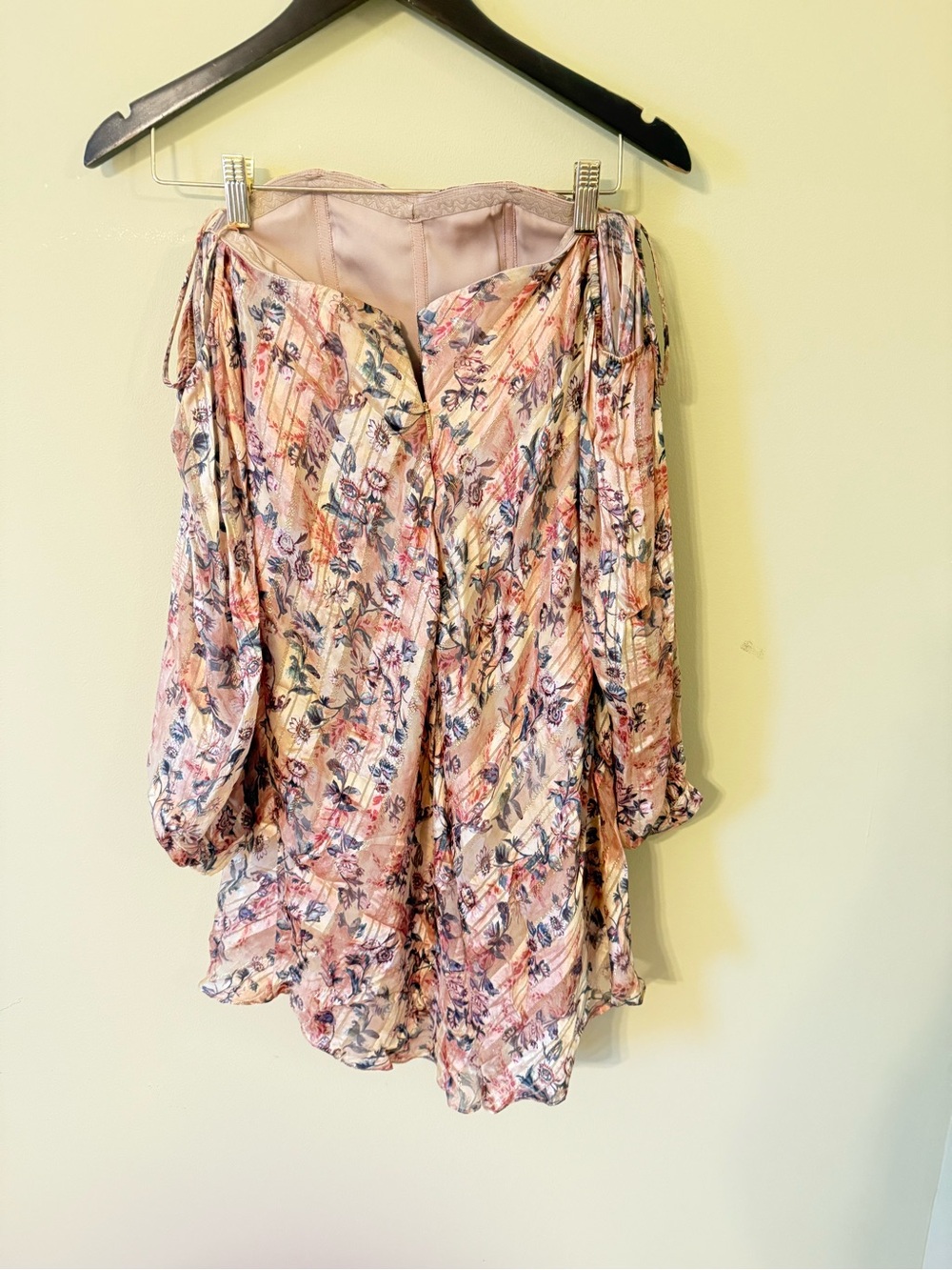 Haute Hippie Strapless Floral Mini Dress in Blush Multi